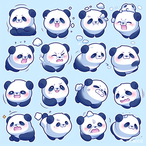超高清熊猫表情包可爱动漫插画设计