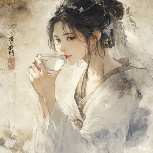 日本人白衣喝水的瞬间