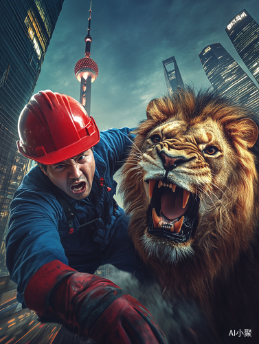 Asian Male Electrician Escapes Lion at Shanghai Bund Night