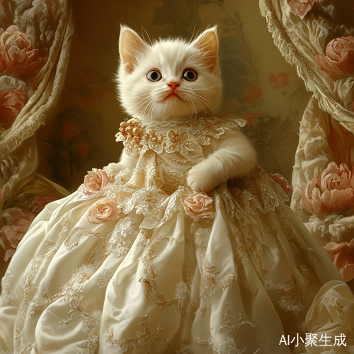 雪白小猫咪穿漂亮衣服唱歌