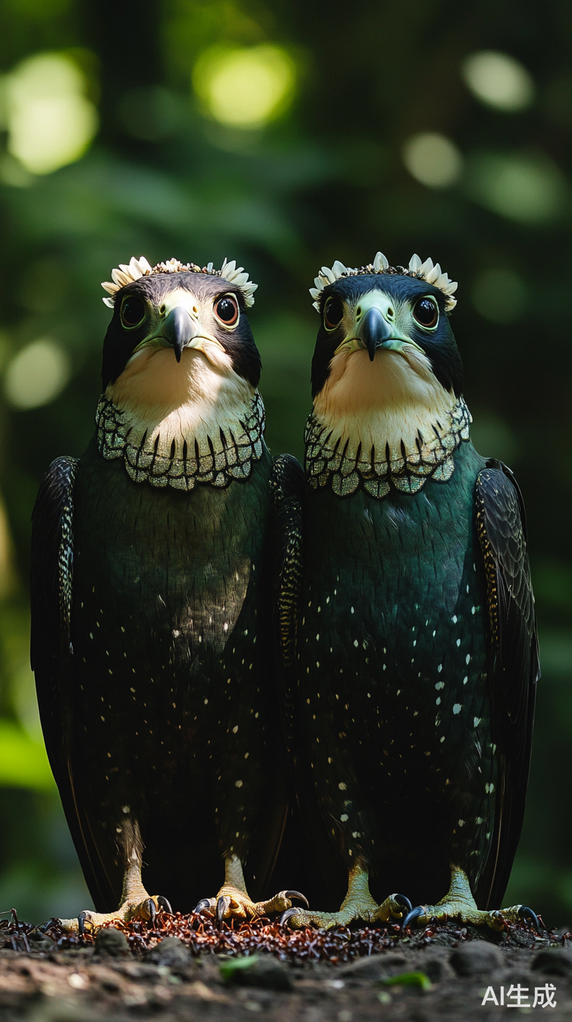 墨绿色游隼与蚂蚁的自然奇观