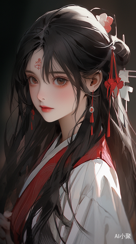 黑发少女红眼汉服绝美速写大师作品