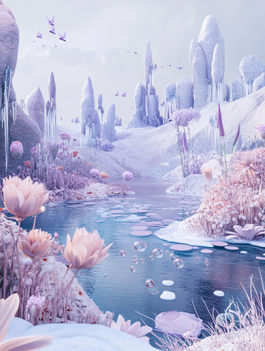 Ethereal Fantasy World with Floating Islands and Whimsical Creatures