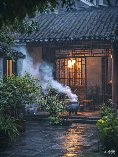 江南老宅雨后傍晚的烟火生活与醉人香气