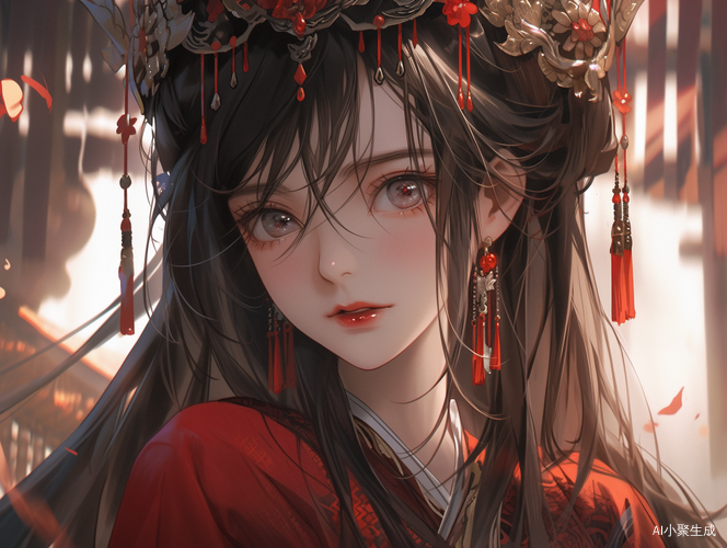 绝美少女黑红汉服的古风盛宴