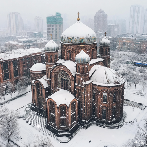 哈尔滨圣索菲亚教堂雪中美景