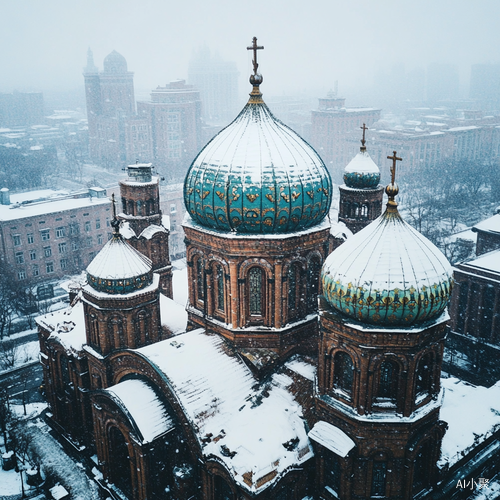 哈尔滨圣索菲亚教堂雪中美景