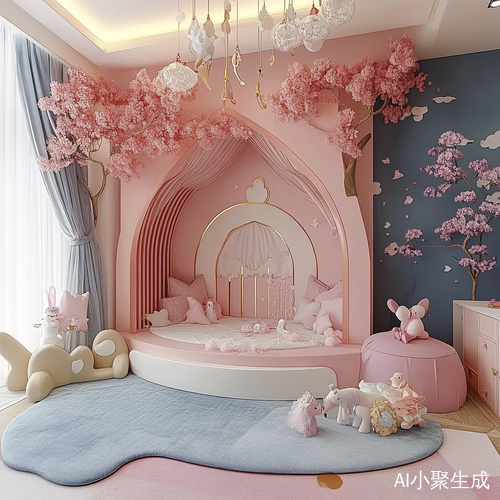 欧式风格客厅与小女孩房间设计