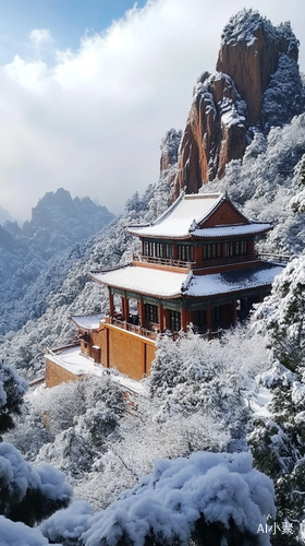 巍峨的老君山，覆盖着皑皑白雪，高处远远望去，给人震撼和治愈的感觉