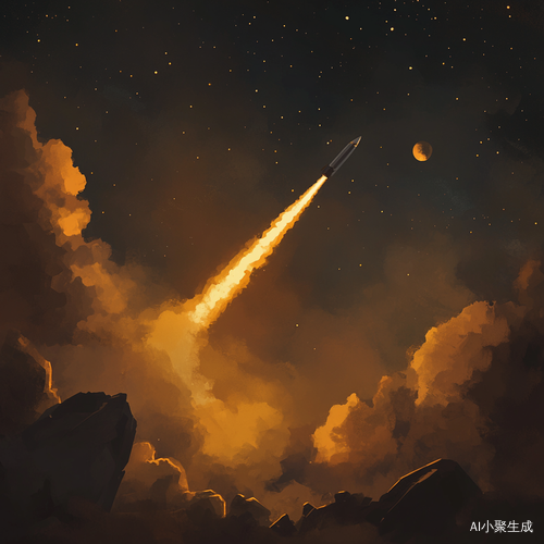 火箭飞行中的宇宙景观与流星雨