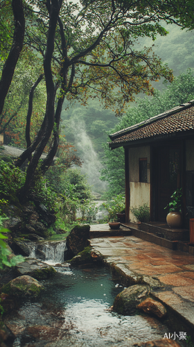 门前一条小路，俯瞰着流下山的清溪水。茅檐不高不矮，恰恰与周边的古木平齐，浑然入山间。这世上的三千红尘啊，飘不到我这与世无争的小地方。倒是有一些小鸭小鹅之类的水禽，常常跑到我门前来啼叫两声。高清摄影，超高清画质，宁静，平和，治愈，意境