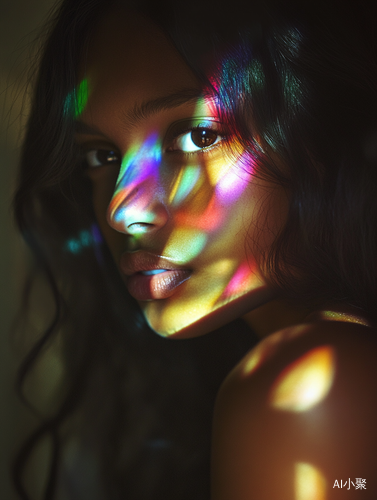 Ethereal Portrait of a Beautiful Woman Illuminated by Neon Light