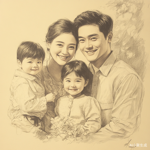 温馨家庭素描年轻夫妻与孩子的幸福瞬间