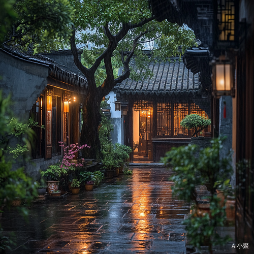 江南老宅，雨后，傍晚，院子里有微弱的灯光，潮湿的青石板地面，院子里的一树流苏如雪，香飘十里醉人心，泡壶茶，过花草为伴的烟火生活！