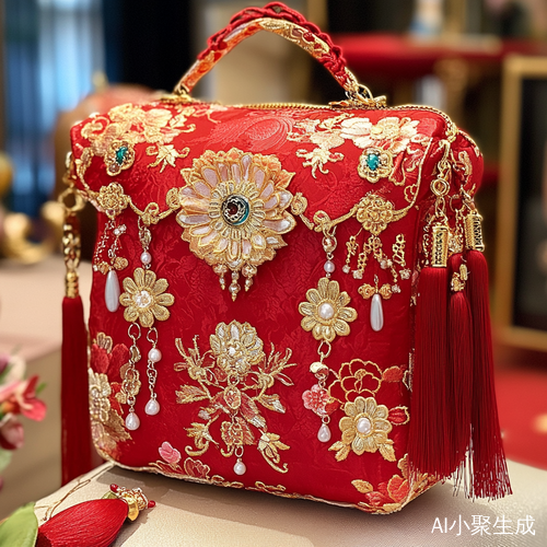 新中式小孩结婚传承包包设计分层结构精巧