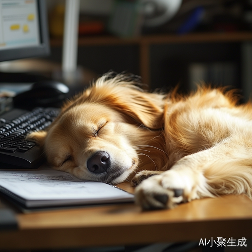 办公室里可爱的田园犬静静睡觉