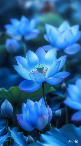 There is a kind of flower that is blue. Its petals are as deep as sea water, and its heart is like dew. There are many green leaves on the branches, and many crystal blue Lotus. You can feel its loyalty and purity in comparison with love.HD