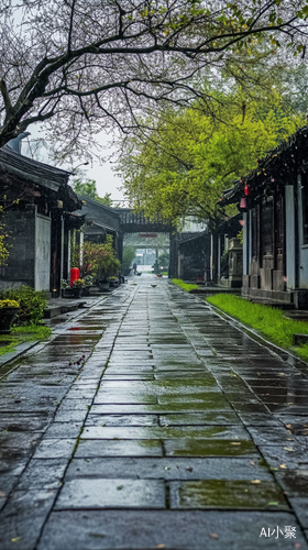 雨后江南早春街道小草初芽治愈摄影