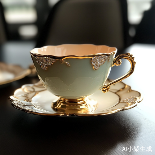 新中式风格时尚高档仿古金玉钻石茶杯设计