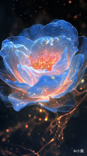 Magical Digital Art of Klein Blue and Light Pink Rose in Dreamy Atmosphere