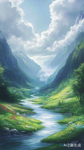 河流与群山交融的大自然壮美画卷