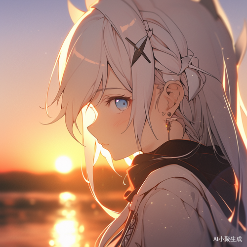 夕阳下的落寞少女与唯美动漫风格