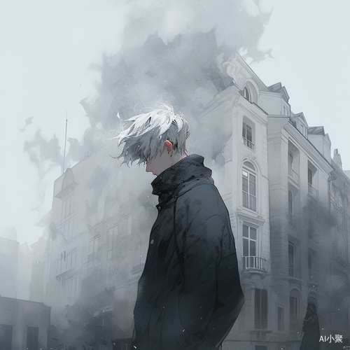 男，伪印象派，苍白的皮肤，Cool,muted tone,blurry_foreground,fantasy,Fog,Fog capital,London background，Gray tone，soft，冬日，Pastel,灰色高领毛衣，站在街上，呼出白气，少年感，灰色短发，朦胧感，Panoramicview,beautifully,彩铅，艺术感，大师作品，soft light,Morning light,Silk texture,Crystal texture eye，Crystal texture,Leather texture clothes,A sense of youth,黑色风衣，rich color paiette,Semi–realistic