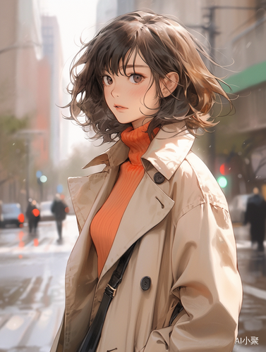 anime style,HD,8k,masterpiece,best quality,(modern style:1.2),1female(25year old),with short hair,black hair,brown eyes,coat,camel coat,(relieved,relaxed),looking up,outdoors.