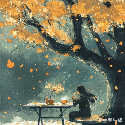 深秋茶桌下的静谧时光