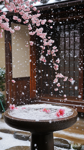 樱花遇见雪