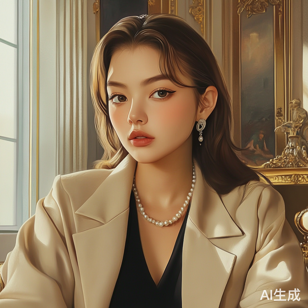 40岁女性豪华古典豪宅办公时的优雅风采