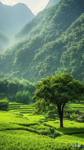 茂盛大树生长在肥沃土地上景色宜人