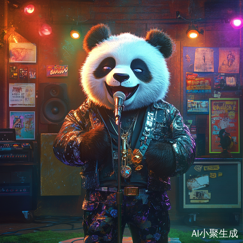 时尚大熊猫歌手在五彩音效中展现艺术才华
