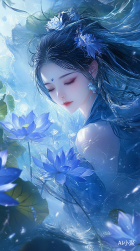 There is a kind of flower that is blue. Its petals are as deep as sea water, and its heart is like dew. There are many green leaves on the branches, and many crystal blue Lotus. You can feel its loyalty and purity in comparison with love.HD