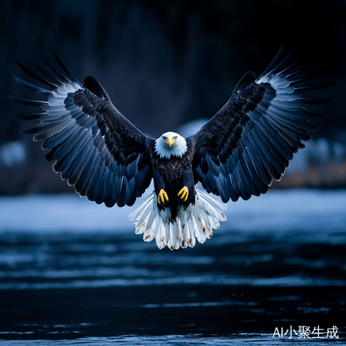 雄鹰展翅高飞的壮丽景象