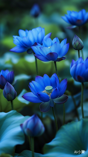 There is a kind of flower that is blue. Its petals are as deep as sea water, and its heart is like dew. There are many green leaves on the branches, and many crystal blue Lotus. You can feel its loyalty and purity in comparison with love.HD