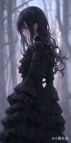 黑色梦幻少女在黄昏中支配万物