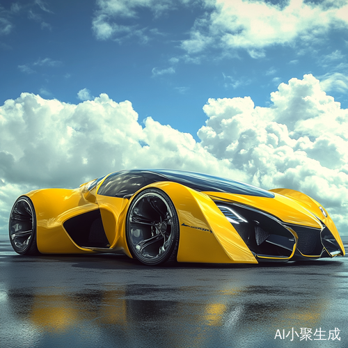 流线型黄色跑车设计融合光泽与科技感