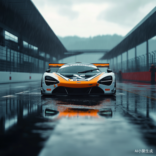 迈凯伦720s gt3赛车在雨天的斯帕赛道