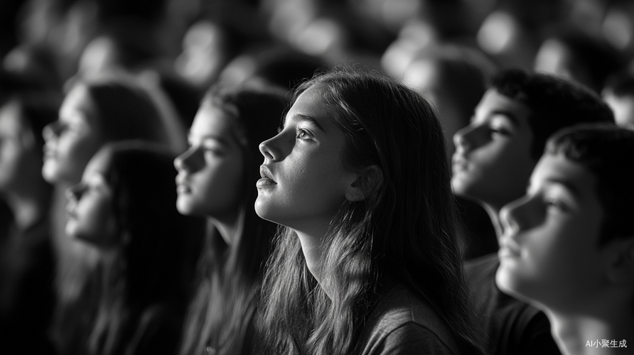 Unique Perspective on Teen Worship in Church Captured in Black and White