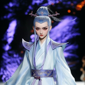 敖丙中国风服装T台走秀正面展示