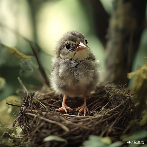 小麻雀在森林鸟巢边的内心纠结