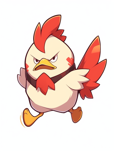 Disney Style Cartoon Angry Chicken Character Design