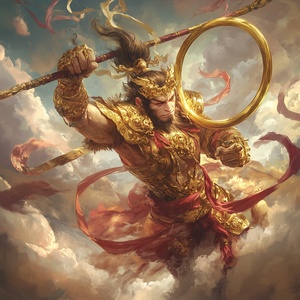 齐天大圣孙悟空金甲威武云端俯瞰天宫