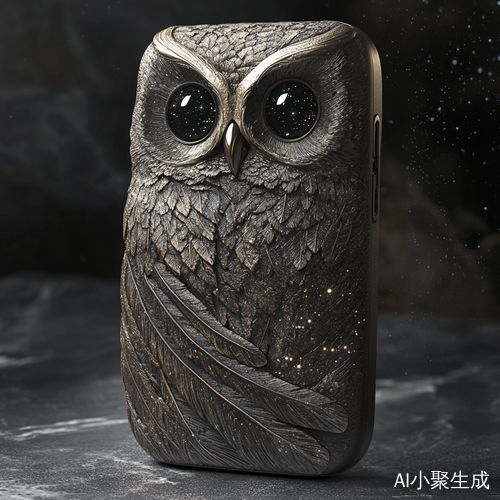 猫头鹰风格科技手机展现优雅力量与夜空之美