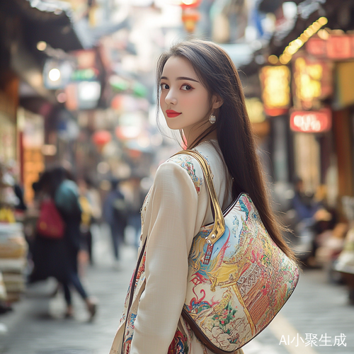 现代东方女性优雅街头时尚与艺术魅力