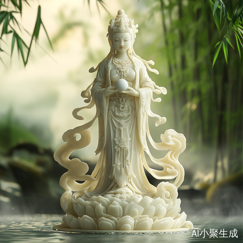 和田玉雕刻女娲雕像展现细腻工艺与神秘气质