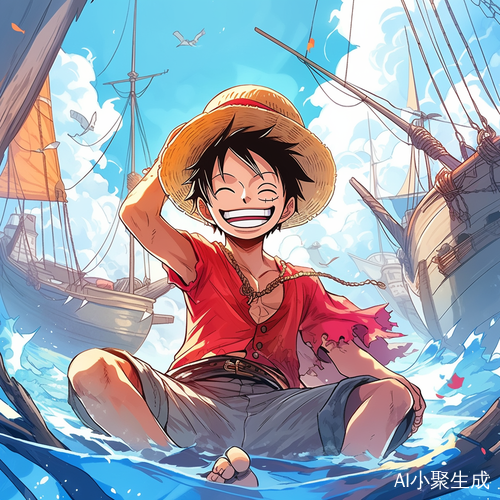 路飞素描展示活力笑容与冒险精神