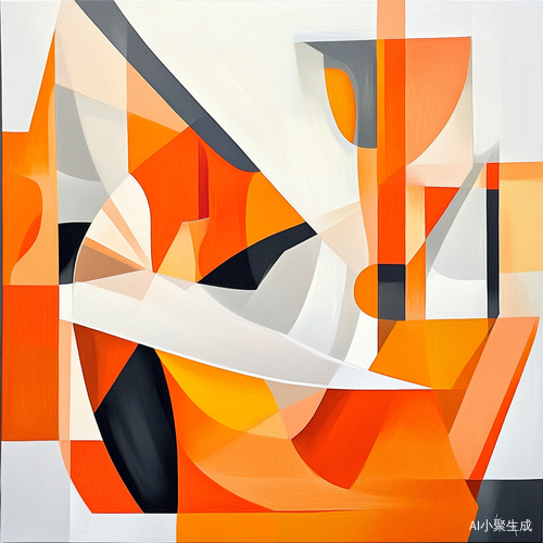 橘子主题几何图形与卡通绘画设计于白色背景