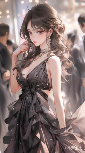 礼服裙,最佳品质,无限细节,最高质量,正面照,现代神女美女柔美,漫画,完美比例脸,脸红,微笑,精致的五官,甜美微笑,精致的眼睛,精致的睫毛美丽的眼睛甜美有卧蚕,精致的锁骨,长发飘飘,顺滑发丝,((礼服:,包裹感,细腻的肌肤,不暴露,动态动作,户外,街道,景深,大景深,完美细节,极端细节,电影CG渲染,电影光,大师作品,丁达尔效应,北条司的肖像画.超高清,真实,苗条,180,站姿,半身照,不漏手,